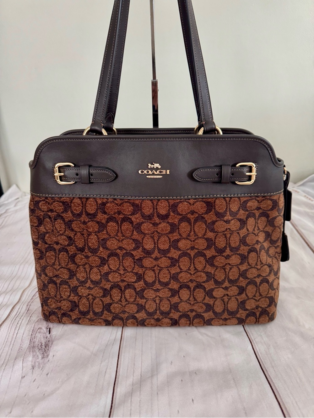 Coach Easton Tote Bag in Signature Chenille
Style: CCZ08 | Color: Gold/Truffle
